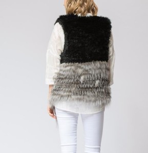 16-008June knitted rabbit fur vest with silver fox fur trim (6)