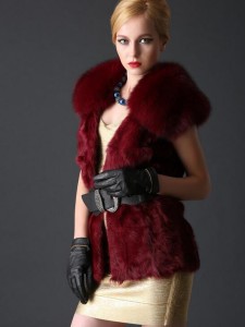 16-040June lamb fur vest with fox fur collar  (4)