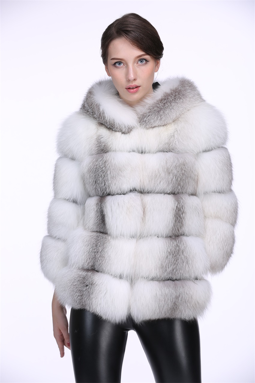 Fox fur vest, Fur clothing, Fur hood coat