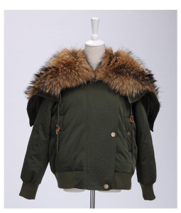down coat ,lady jacket ,plain color ,with raccoon fur collar 1701041 eileenhou (2)
