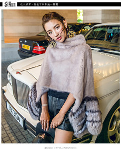 mink fur poncho with silver fox cuffs 1611046 eileenhou (10)