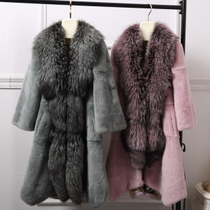 1701017 rabbit fur coat with fox fur collar eileenhou (1)