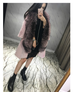 1701017 rabbit fur coat with fox fur collar eileenhou (7)