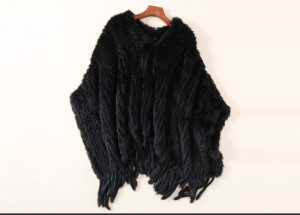 1703015 knitted rabbit fur poncho with tassles ailin fur eileenhou (14)