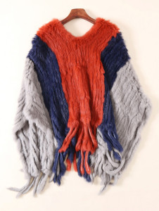 1703015 knitted rabbit fur poncho with tassles ailin fur eileenhou (5)