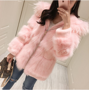 1703076 rex rabbit fur jacket with hood with fox fur trimming eileenhou (30)