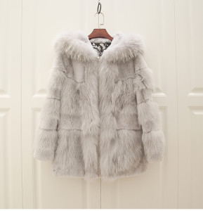 1703076 rex rabbit fur jacket with hood with fox fur trimming eileenhou (35)