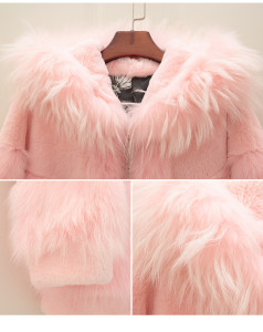 1703076 rex rabbit fur jacket with hood with fox fur trimming eileenhou (41)
