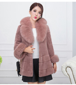 1703132 rex rabbit fur coat with fox fur collar (6)