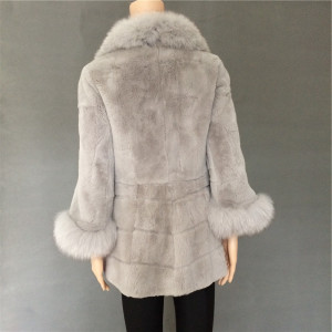 1703132 rex rabbit fur coat with fox fur collar A (2)