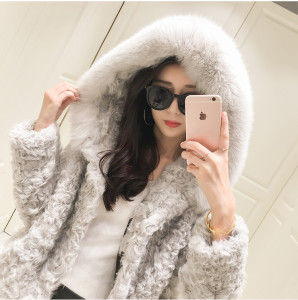 lamb fur jacket with hood with fox fur trimming eileenhou ailin fur 1703083 (15)