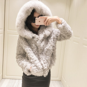 lamb fur jacket with hood with fox fur trimming eileenhou ailin fur 1703083 (22)