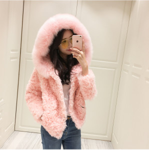 lamb fur jacket with hood with fox fur trimming eileenhou ailin fur 1703083 (34)