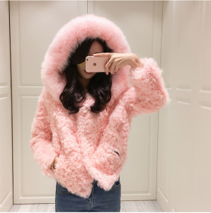 lamb fur jacket with hood with fox fur trimming eileenhou ailin fur 1703083 (46)