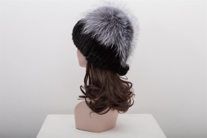 1704114 knitting rex rabbit fur hat with silver fox fur top eileenhou lvcomeff (10)