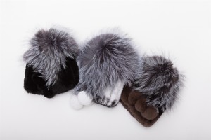 1704114 knitting rex rabbit fur hat with silver fox fur top eileenhou lvcomeff (20)