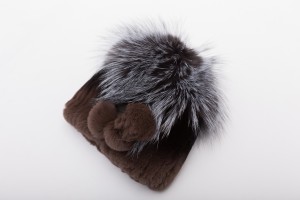 1704114 knitting rex rabbit fur hat with silver fox fur top eileenhou lvcomeff (21)