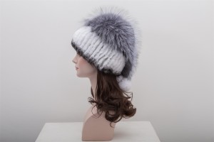 1704114 knitting rex rabbit fur hat with silver fox fur top eileenhou lvcomeff (4)