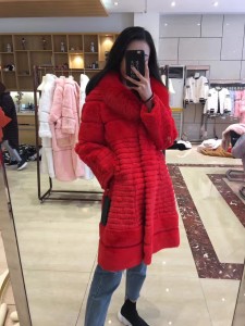 1704181 rex rabbit fur coat with stripe eileenhou lvcomeff