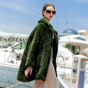 1705049 knitted green mink fur coat ailin fur (1)