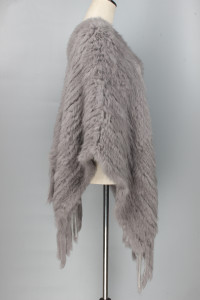 1705077 knitted rabbit fur poncho with tassles ailin fur (5)