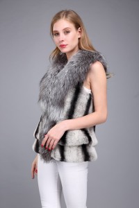 1706021 rex rabbit fur chinchilla vest with silver fox fur collar eileenhou (13)