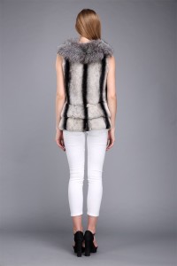 1706021 rex rabbit fur chinchilla vest with silver fox fur collar eileenhou (3)