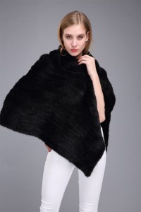 1706027 knitted mink fur poncho black color eileenhou (10)