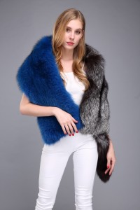 1706040 fox fur scarf with tail blue silver fox fur (15)