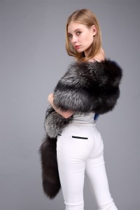 1706040 fox fur scarf with tail blue silver fox fur (16)