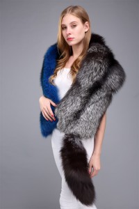 1706040 fox fur scarf with tail blue silver fox fur (28)