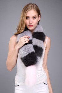 1706042 fox fur scarf gray black eileenhou (2)