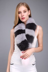1706042 fox fur scarf gray black eileenhou (3)