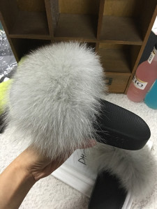 1707085 real fox fur slider slippers sandals