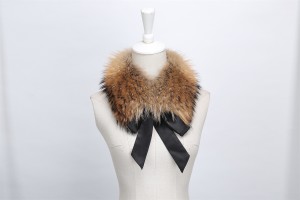 1708035 raccoon fur collar scarf with ribbon eileenhou (1)