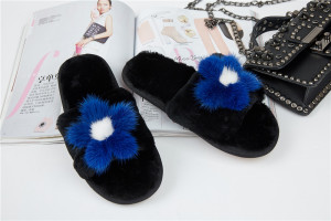 1708085 rex rabbi fur mink fur slippers shoe flower (1)