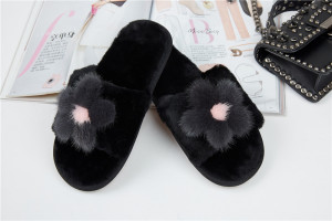1708085 rex rabbi fur mink fur slippers shoe flower (12)