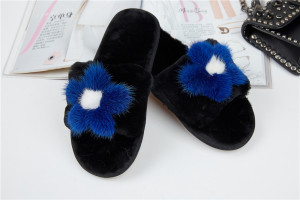 1708085 rex rabbi fur mink fur slippers shoe flower (14)