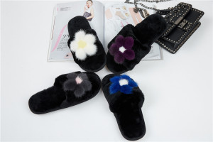 1708085 rex rabbi fur mink fur slippers shoe flower (2)