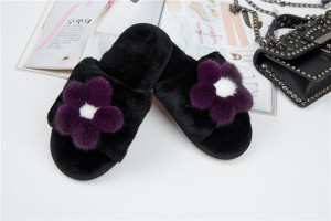 1708085 rex rabbi fur mink fur slippers shoe flower (3)