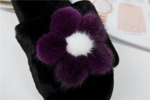1708085 rex rabbi fur mink fur slippers shoe flower (9)