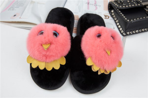 1708088 rex rabbit fur slippers bird shoe (1)