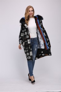 1709007 printed down coat with raccoon fur collar (2)