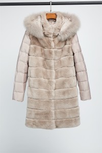 1710019 long rex rabbit fur coat with hood with down sleeve eileenhou (2)