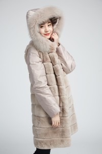 1710019 long rex rabbit fur coat with hood with down sleeve eileenhou (24)
