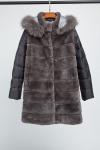 1710019 long rex rabbit fur coat with hood with down sleeve eileenhou (3)