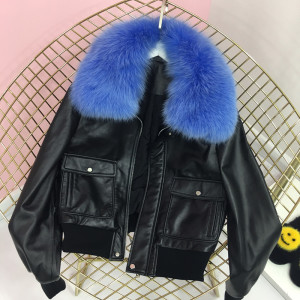 1709045 leather jacket with fox fur collar eileenhou (48)