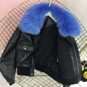 1709045 leather jacket with fox fur collar eileenhou (50)