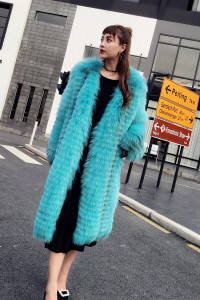 1709078 raccoon fur long coat eileenhou blue color (2)