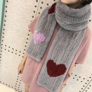1802045 knitted rex rabbit fur heart scarf eileenhou (2)